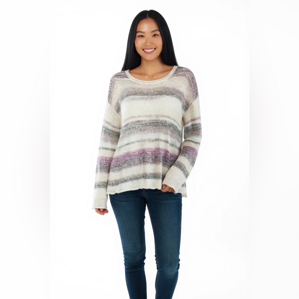 Two by Vince Camuto Womens Tan Purple Sweater